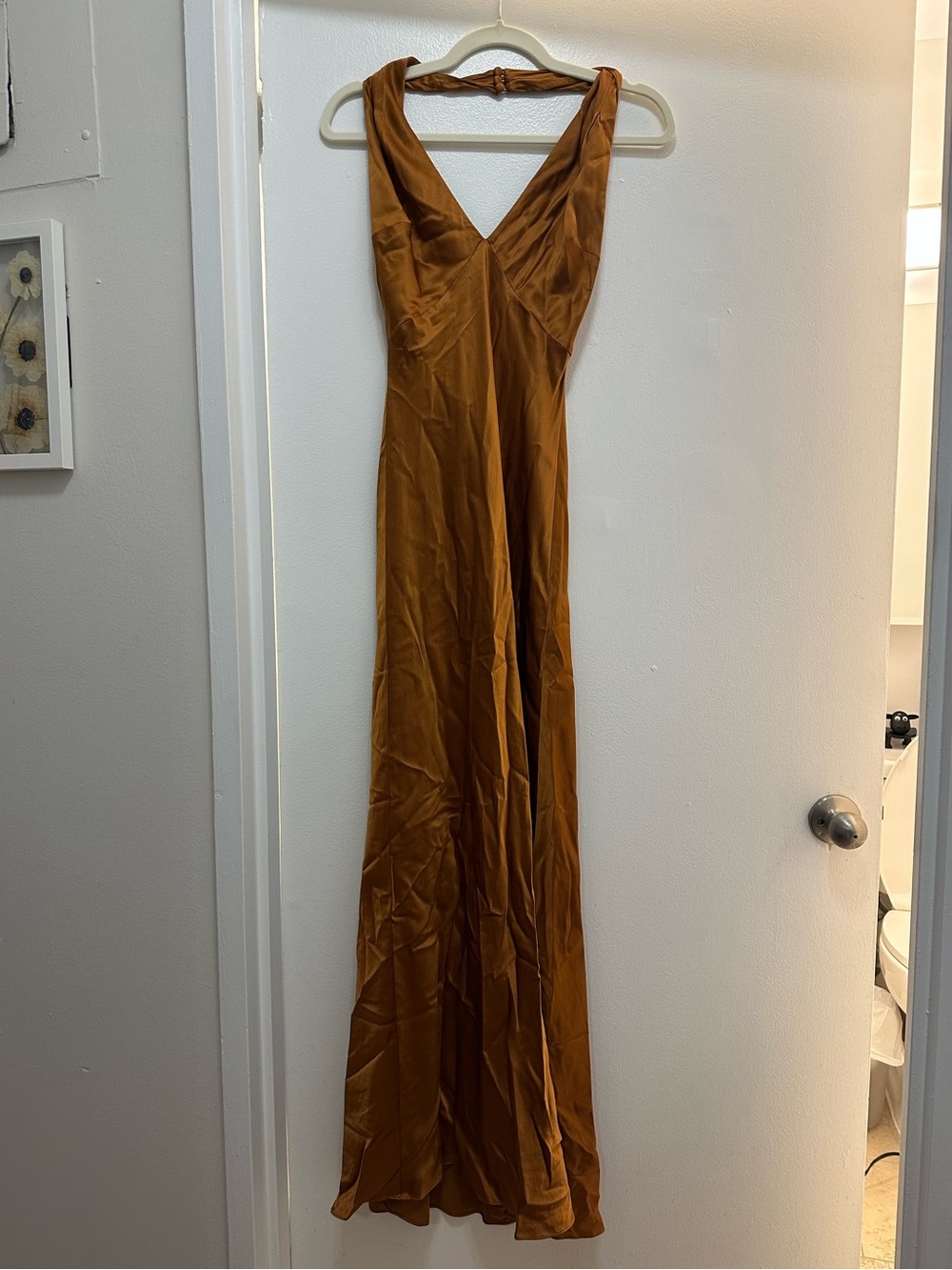 Reformation Daniela Silk V-Neck Dress in Copper (Core Color) Size 6